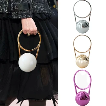 Borsa da sera con manico a sfera in PVC Mini borsa da donna di lusso da bowling elettrolitico Borse eleganti e minimaliste con design a sfera rotonda