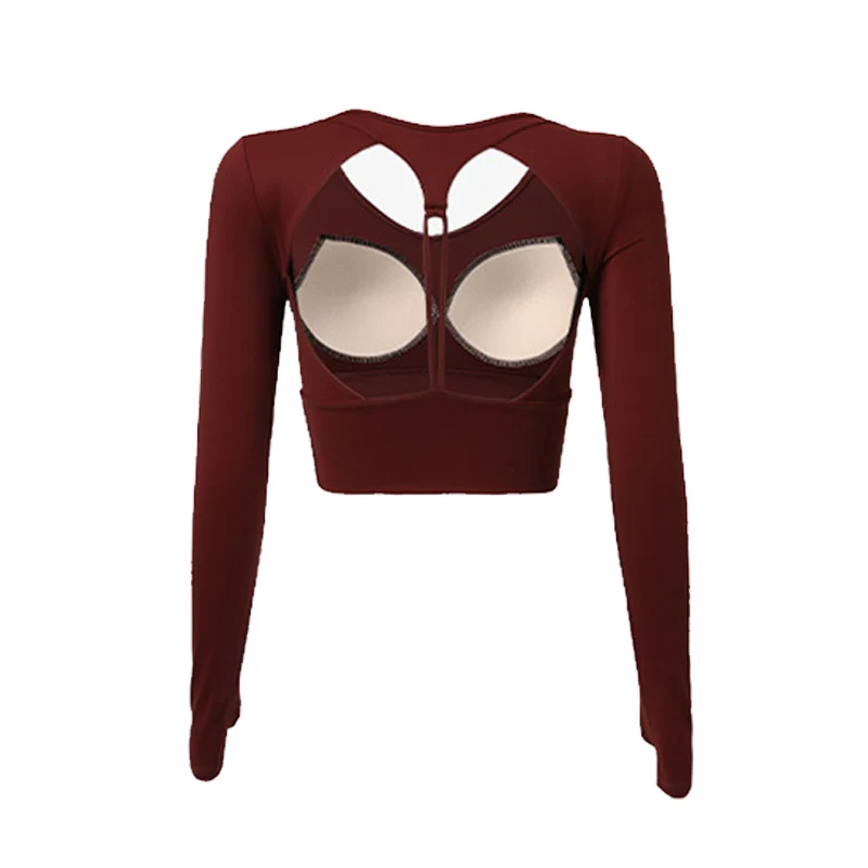 Sexy Hollow Backless Yoga Wear Long-sleeved Shirts Gym Women's Slimming Sports Top Pilates Training Fitness Wear Outer