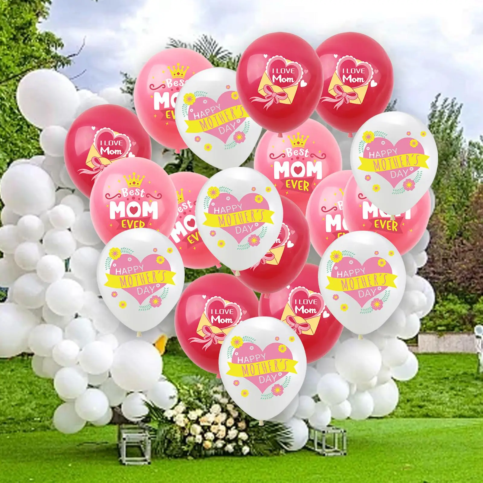 18 Pieces Happy Mother`s Day Balloons Best Mom Ever Gift Mother`s Themed Party Balloons for Mothers Day Party Supplies Birthday