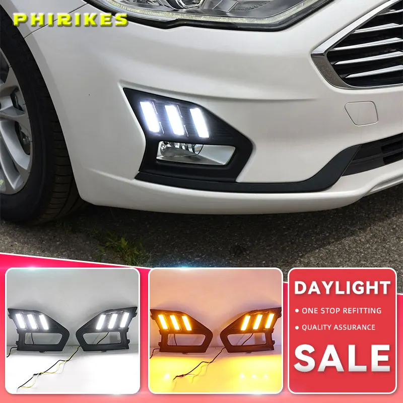 

2Pcs For Ford Mondeo Fusion 2019 2020 LED DRL Daytime Running Lights LED Daylight Fog light waterproof