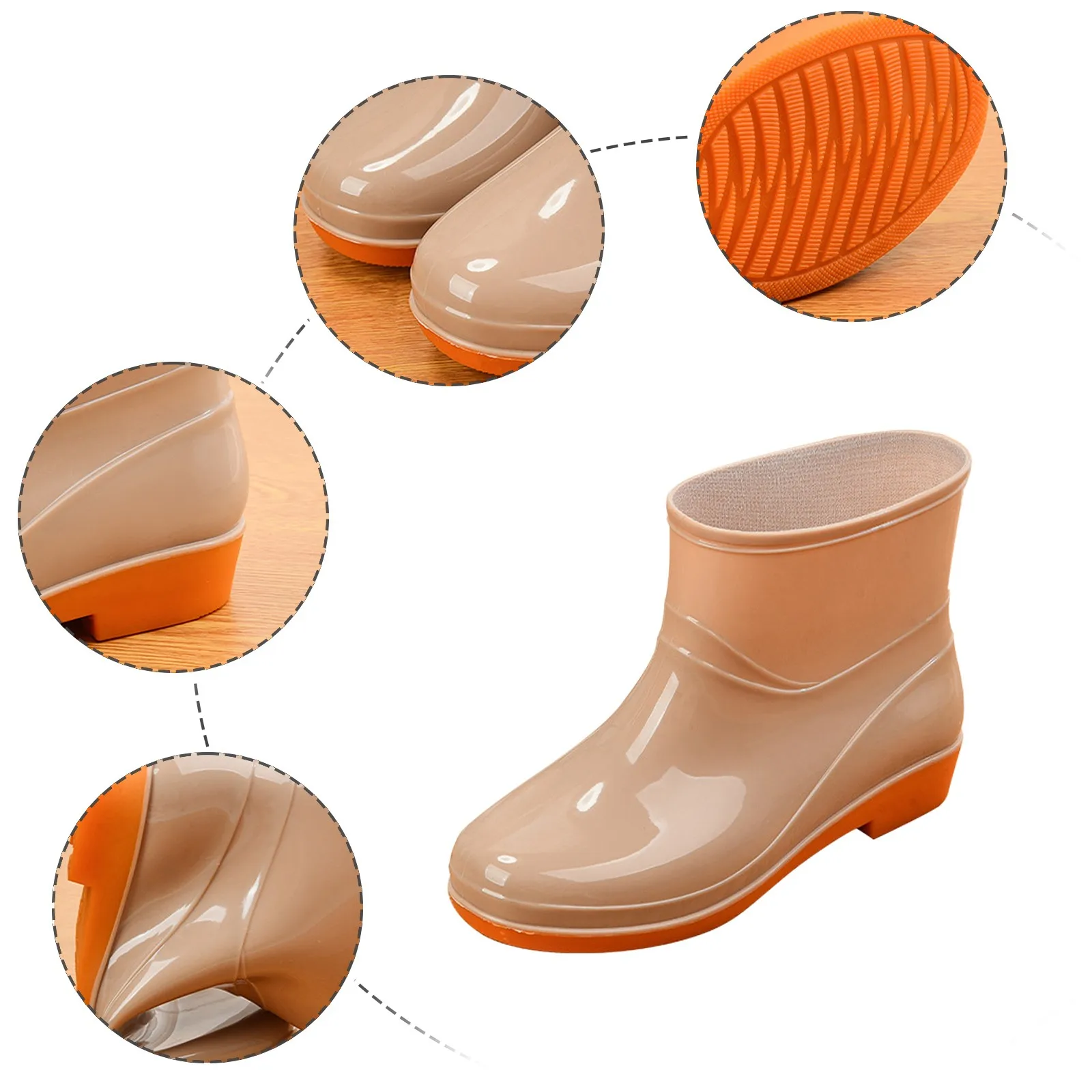 Womens Rain Shoes Ankle Rain Boots Frosted Outdoor Rain Boots Walking Non-Slip Waterproof Ankle Rainboots Working Ankle Boots