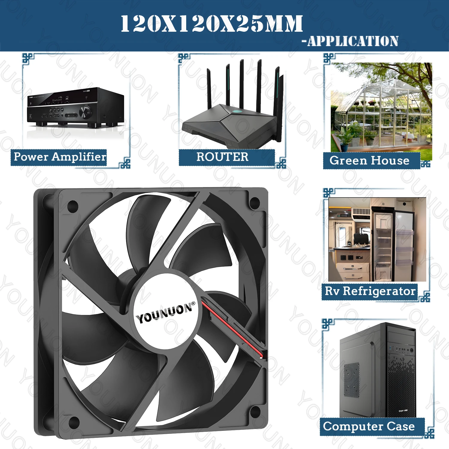 Double Ball 120x120x25mm Cooling Fan DC 5V 12V 24V 48V 12cm 120mm Cooler Fan 12025 Computer Case Btc Server PC Cooling cooling fan