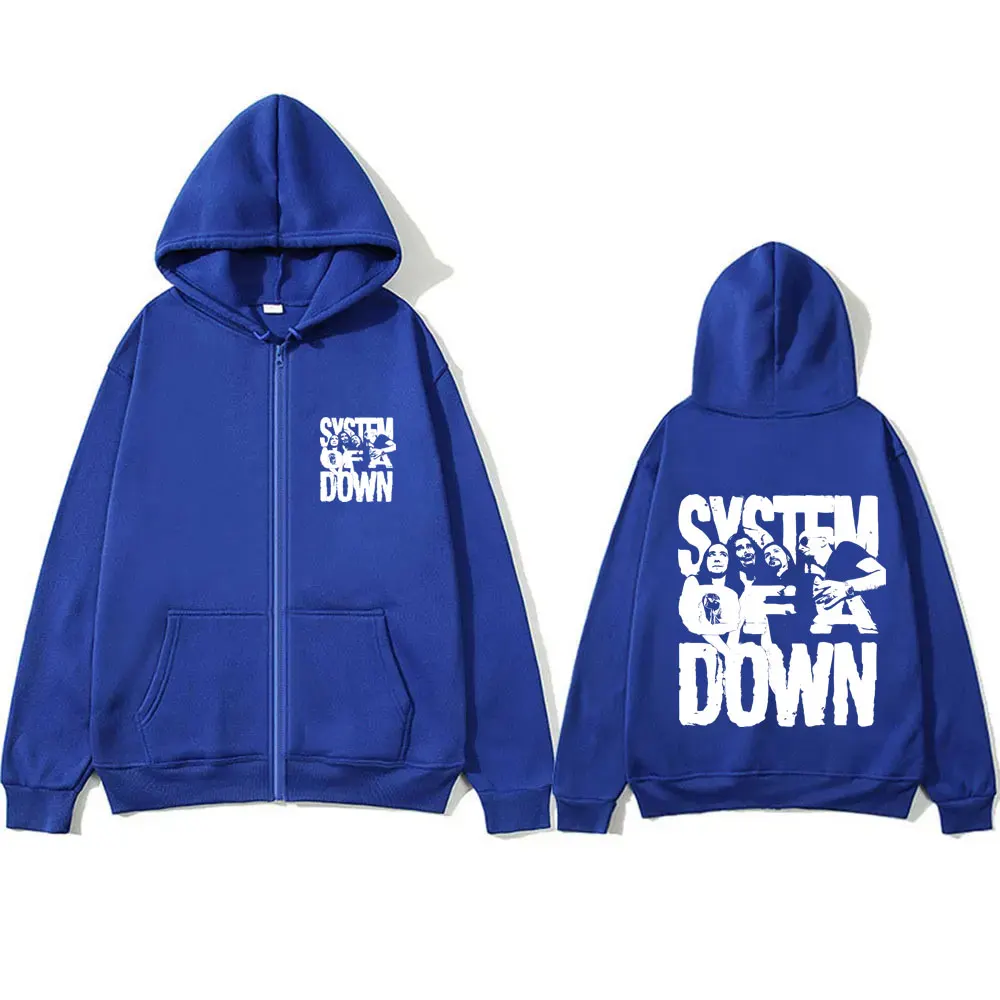90s Alternative Metal Rock Band System of A Down Graphic Zipper Hoodie Men Women Casual Oversized Zip Up Jacket Man Vintage Coat