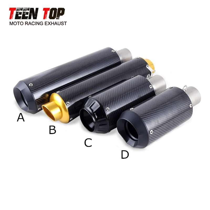 Universal Motorcycle Exhaust System 51mm Carbon Fiber Muffler Tornado 302R Leoncino BJ500 502C Pitbike Moto R1 R6 Ninjia250 Tube