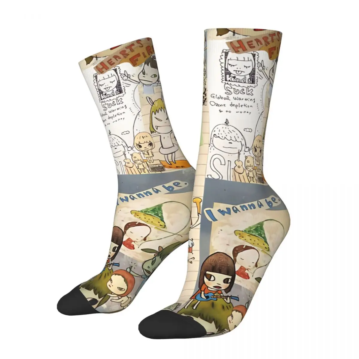 

I Wanner Be Yoshimoto Nara Unisex Winter Socks Windproof Happy Socks Street Style Crazy Sock