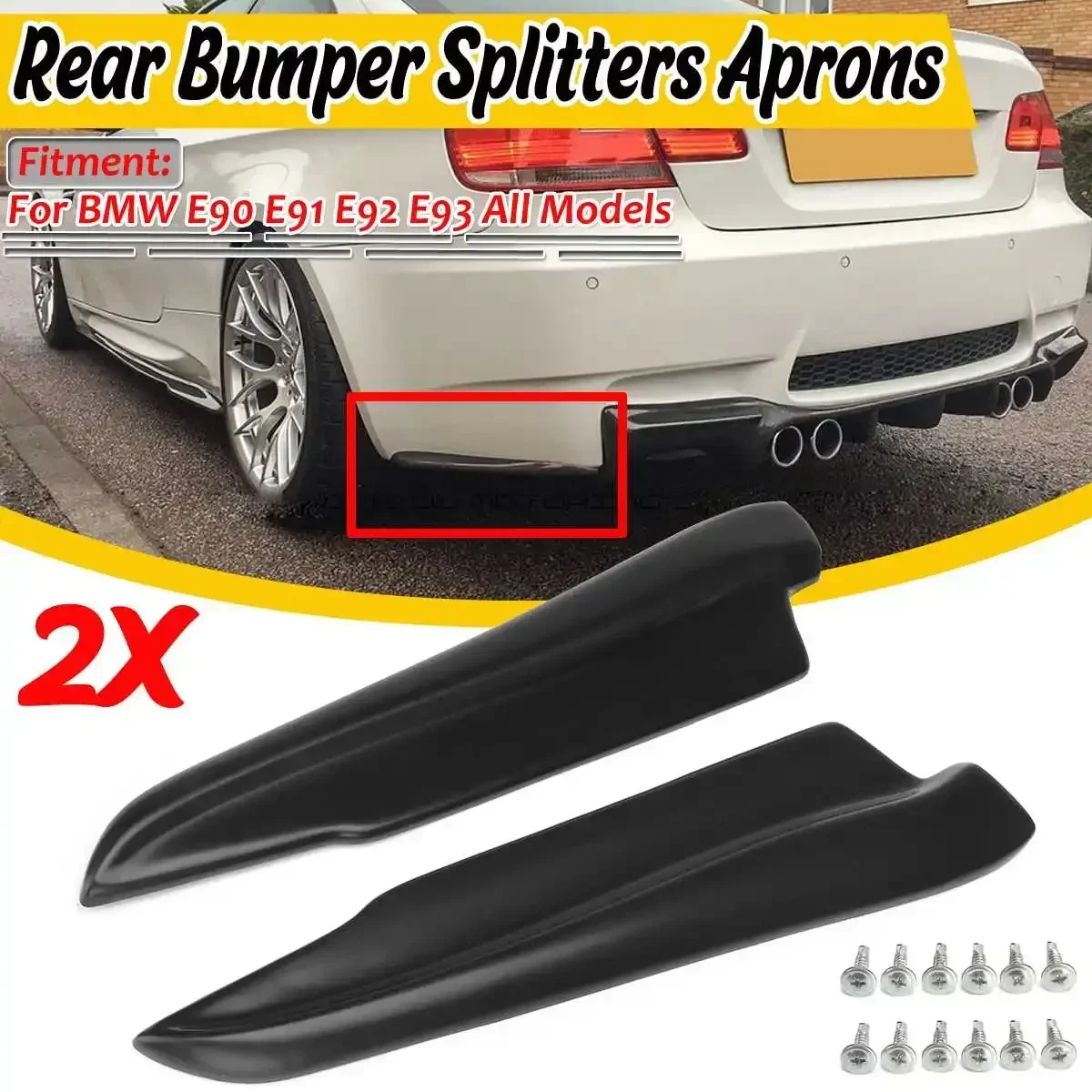 2x 42cm Universal Car Rear Bumper Lip Diffuser Splash Guard Extend Valance Lip For BMW E90 E91 E91 E92 E93 All Style Body Kit