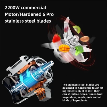 BioloMix Automatic Program Professional Kitchen Smoothie Blender BPA FREE 2L Low-profile Jar Food Mixer Juicer Ice Crusher 6