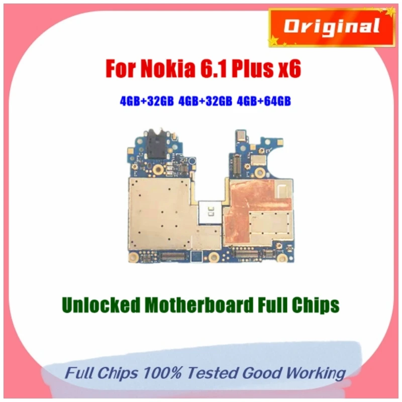

Unlocked Mobile Electronic Panel For Nokia 6.1 Plus x6 Mainboard Motherboard Circuits Logic Board With Global Firmware