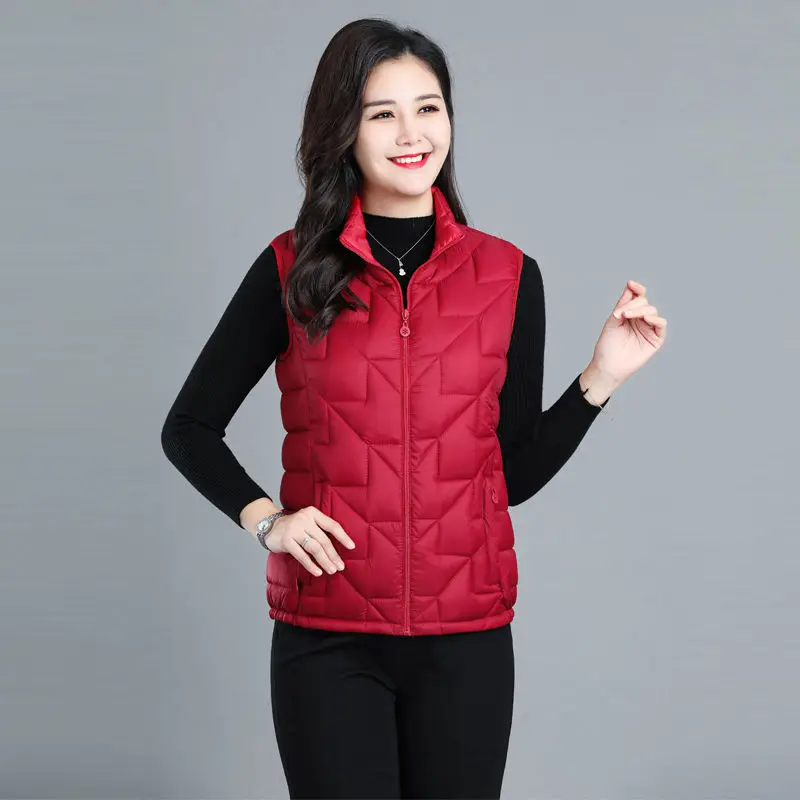

Women's Spring and Autumn Vest High-end Lightweight Down Cotton Vest Thickened Short Slim Korean Style Fashion Solid Color Warm