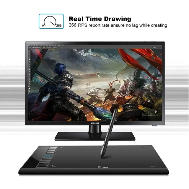 UGEE M708 10" Graphics Tablet 8 Hotkeys Digital Pen Drawing Tablet 8192 Stylus 266RPS for Win11/10/8/7, Mac OS, Chrome PC Laptop 5