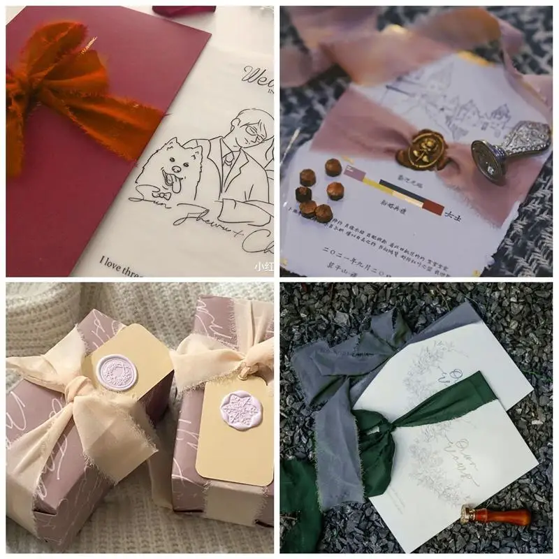 Gauze chiffon ribbon 5yard silk-like ribbon wedding invitation bouquet fabric ribbon Christmas decoration gift wrapping