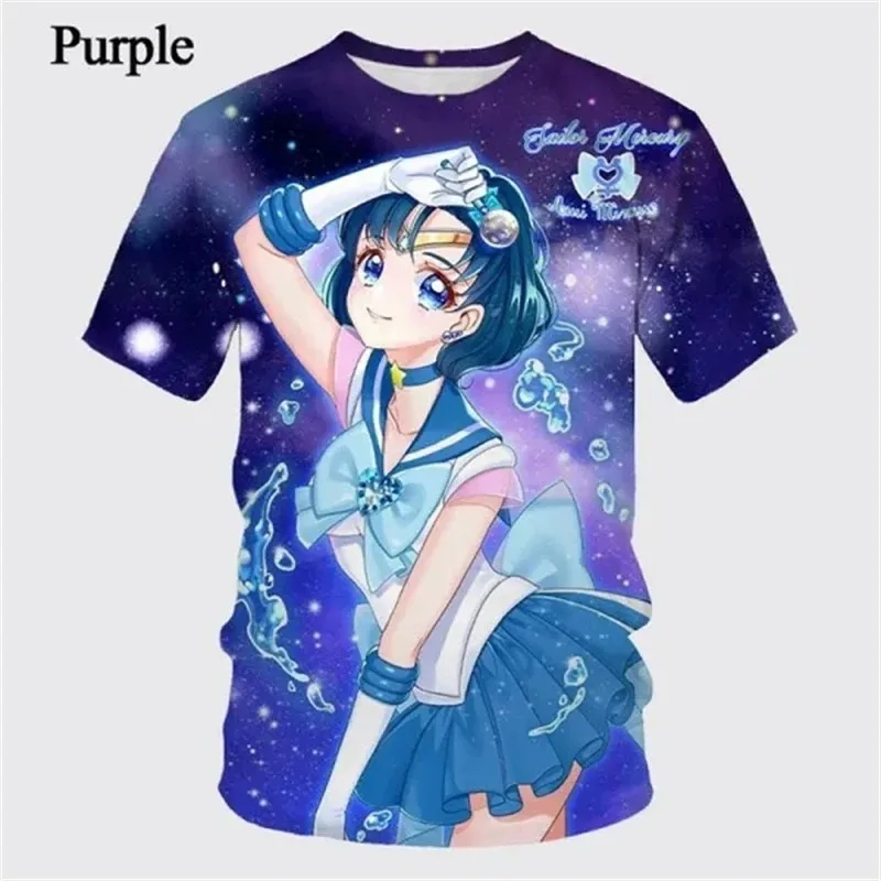 New Children T Shirt Anime Sailor Moon Printed 3D T-shirt Fashion Cute Girly Anime Harajuku Style Short Sleeve Tshirt Top