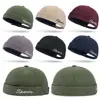 Retro Women Men Brimless Beanie Hat Cap Spring Autumn Breathable Cotton Adjustable Skullcap Unsex Hip Hop Streetwear Hats 1