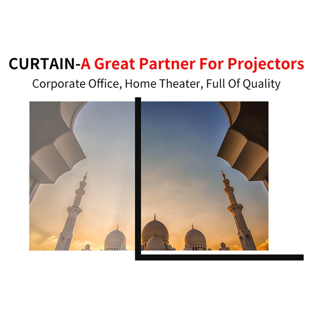 Projector Screen Projection Screen Simple Projector Curtain Home Theater Office 16:9 HD Display Projection Screen 60 72 84 100 120 150 Inches