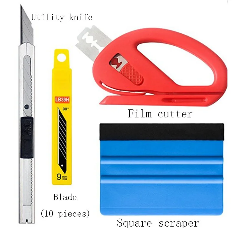 4Pcs/Set Car Foil Tool Vinyl Wrap Film Auto Wrap Tools Kit car wrapping tools automotive film tools Auto Sticker Felt Squeegee Scraper Snitty Cutter Car Styling