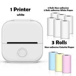 Phomemo T02 Portable Mini Thermal Printer for DIY and Journaling with Self-Adhesive Stickers (WH-Plus 9 Roll Set)