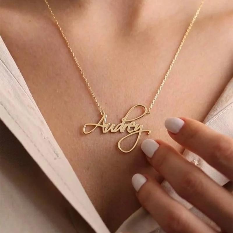 Collar con nombre Personalizado para mujer, colgante con letra cursiva