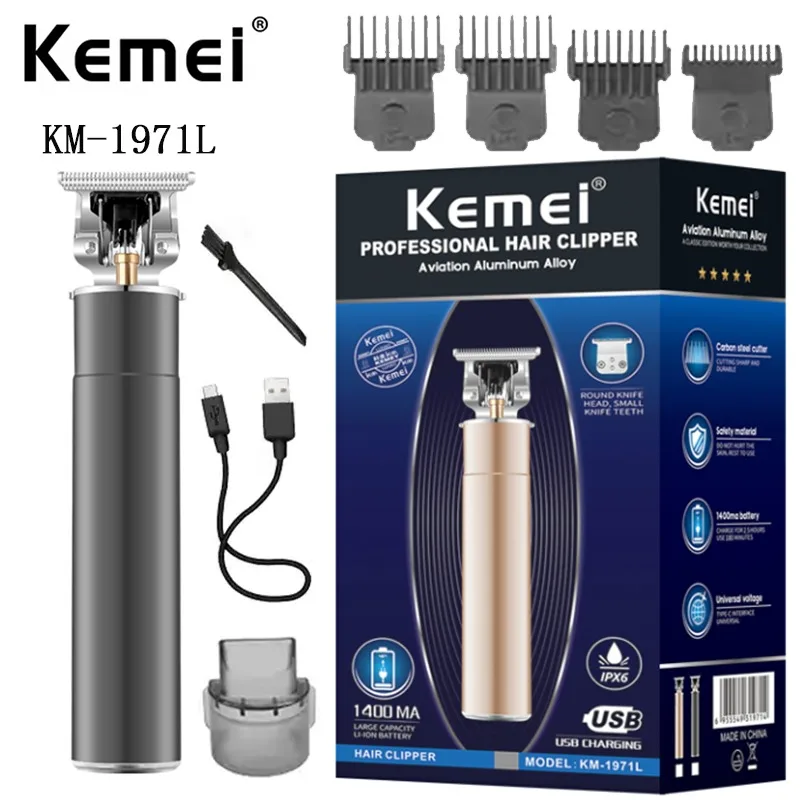 

Professional Trimmer Hair Clipper Kemei km-1971L Men Electric Hair Cutting Machine Barber T-shape Blade Razor