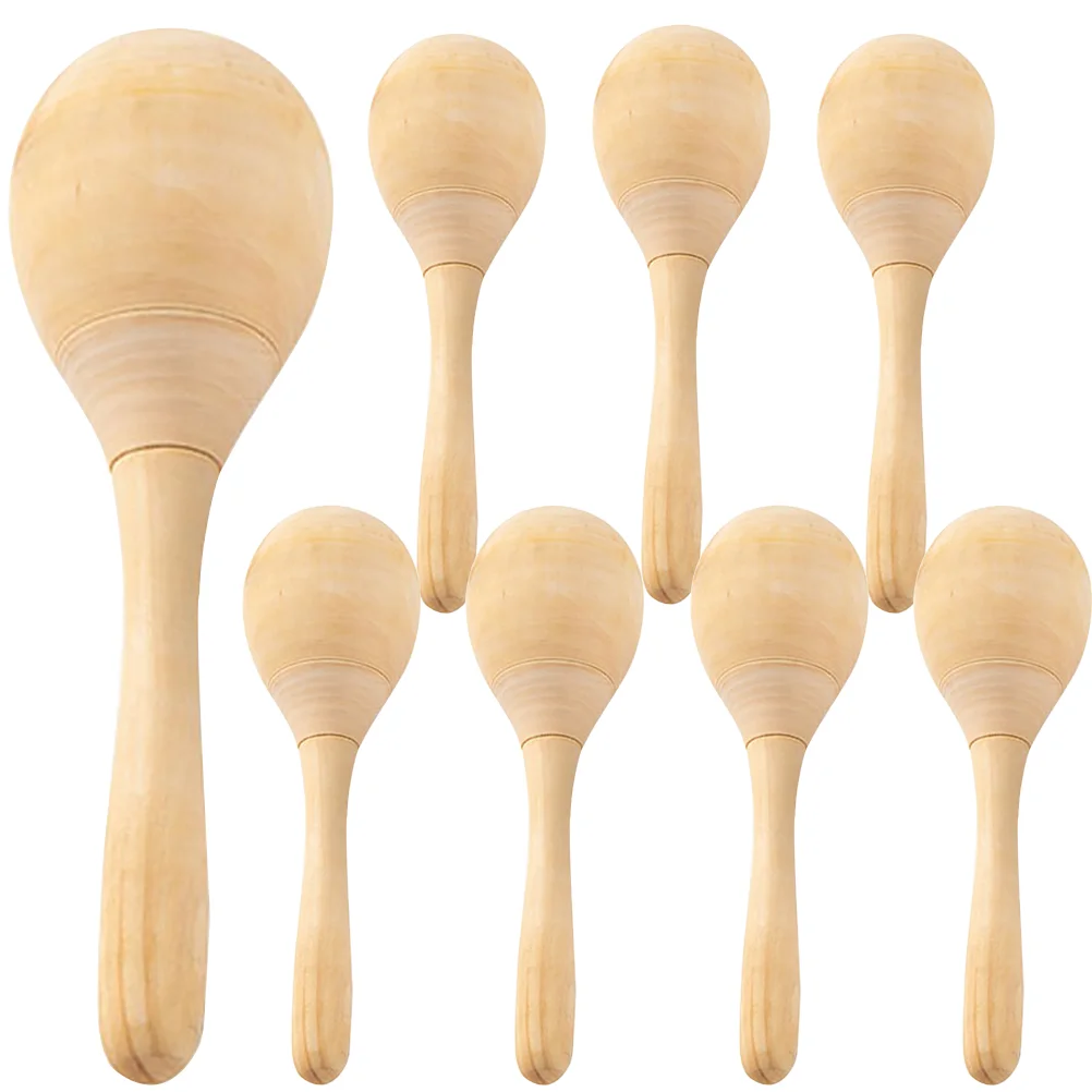 

8 Pcs White Sand Hammer Percussion Instruments for Kids Graffiti Maracas Plaything The Bell Educational Toy Wood