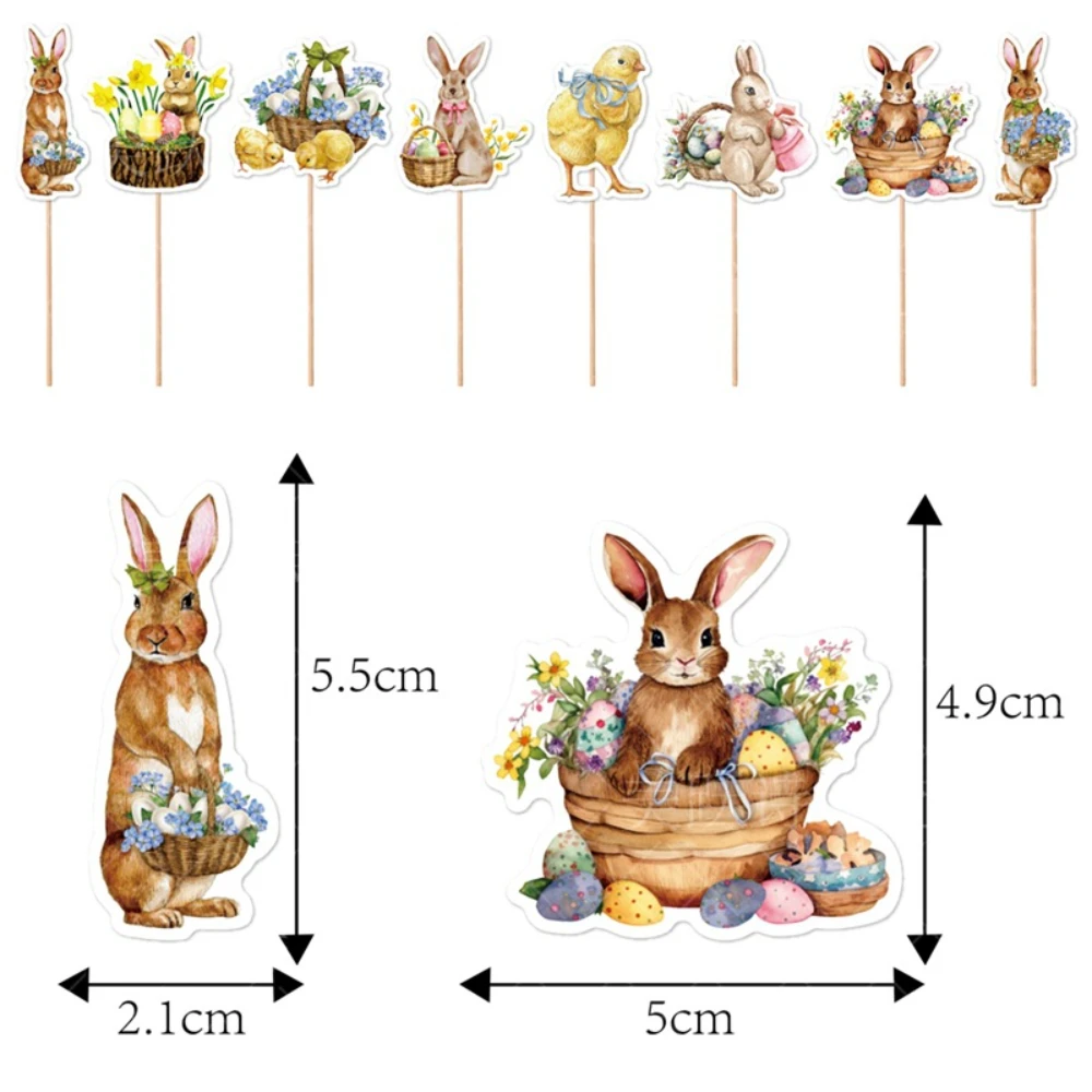 Easter Bunny Cupcake Toppers Happy Easter Bunnies Dessert Toppers Kids Birthday Party Cake Toppers Decoration for Easter Supply images - 6