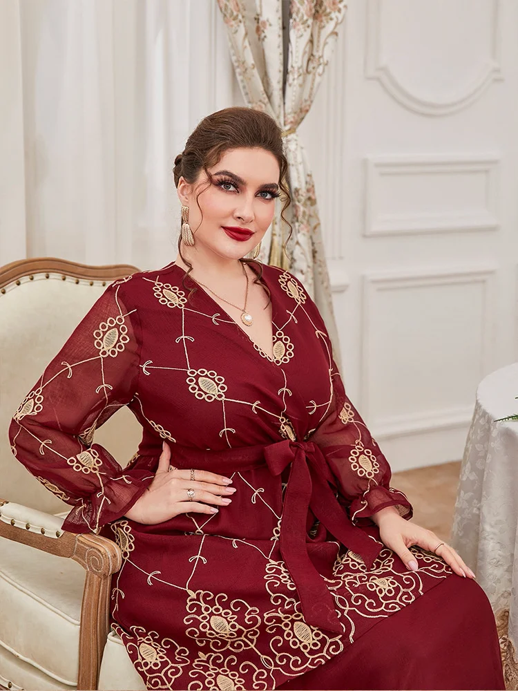 Women's Elegant Plus Size Oversized Maxi Dresses 2023 Spring Giant Puff Long Sleeve Large Muslim Evening Party Festival Clothing