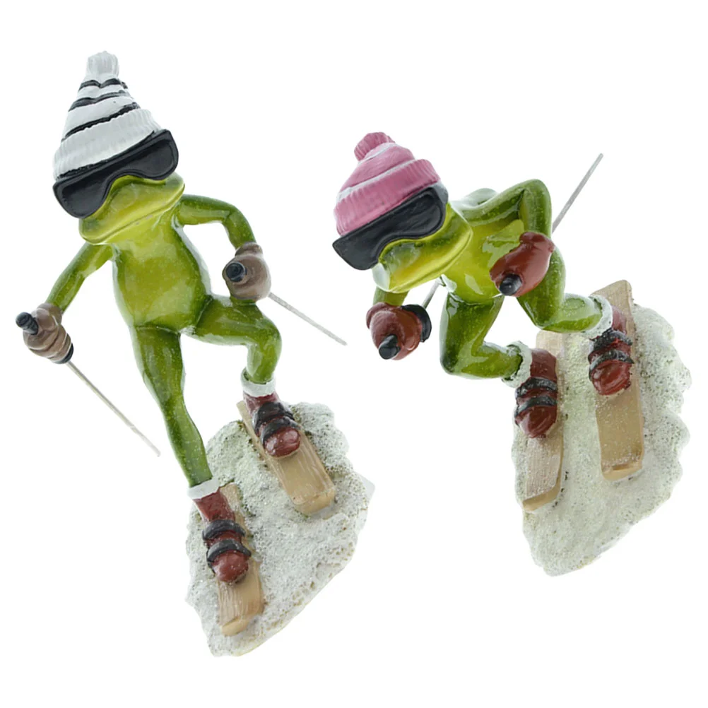 

2 Pcs Frog Decoration Adorable Figurine Funny Garden Nordic Statue Resin Creative Ornament Lovers Sculpture