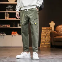 

Men Outdoor Autumn Winter Casual Tactical Trouses Hiking Brand Climbing Loose Tappered Trendy Sports Cropped Tooling Cargo Pants