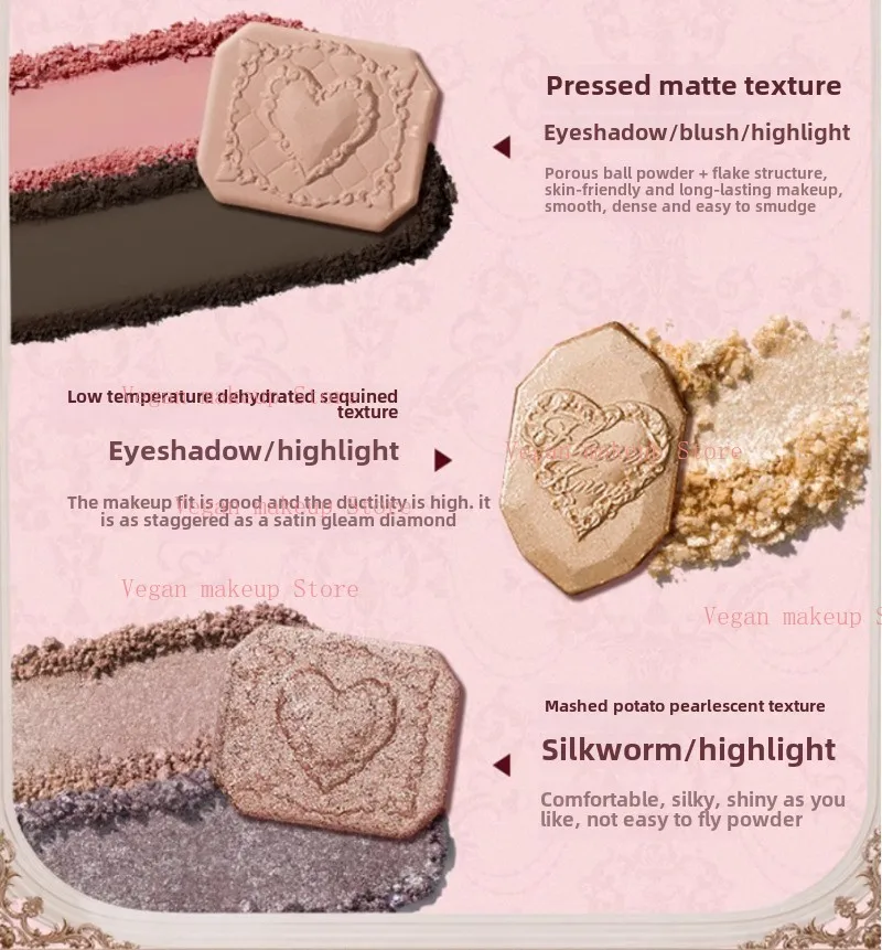 Flower Knows Strawberry Cupid Collection Make-up Palette 14g Pink Blush Highlighter Flower Know Glitter Eyeshadow Palette