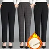 Autumn/Winter Thickened Fleece-Lined High-Waisted Casual Pants Loose-Fit Straight-Leg Outer Wear For Middle-Aged And Elderly Wom