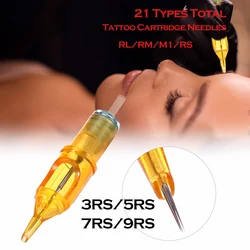 Hot Sale 10pcs Sterilized Disposable Tattoo Cartridge Needle RL/RM/M1/RS Semi Permanent Makeup Machine Accessory 3RS/5RS/7RS/9RS