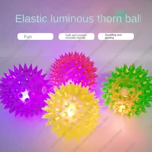 Puppy Chew Toys Small Squeaky Latex Dog Ball Colorful Soft RLuminous Pet Cat Chewing Playing Elastic Hedgehog Ball Toy