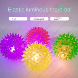 Puppy Chew Toys Small Squeaky Latex Dog Ball Colorful Soft RLuminous Pet Cat Chewing Playing Elastic Hedgehog Ball Toy