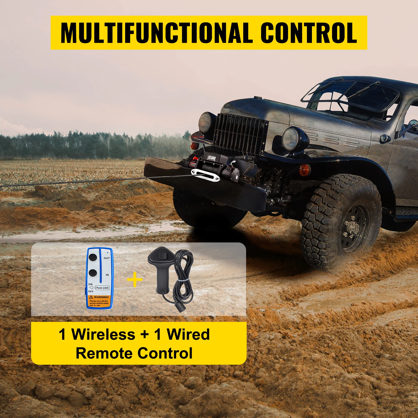 SIHAO 12V Elektrische LKW-Winde 13500LBS mit Synthetikkabel und Fernbedienung, Hochleistungs-Bergungswinde-Set für 4x4 ATV Anhänger LKW S – Detail 7