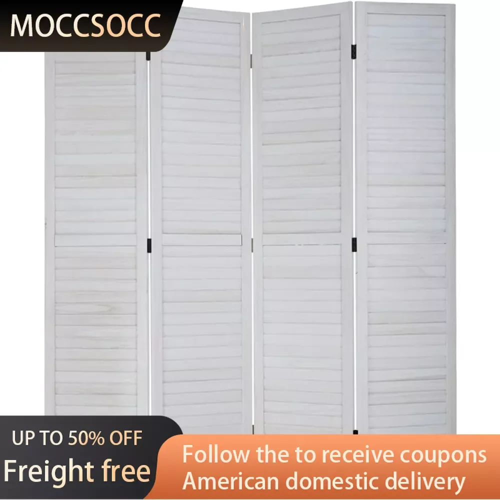 

Room Divider Partition 4 Panel Privacy Screen Folding Screen Wood Frame Screen for Home Office Bedroom Freight Free Separators