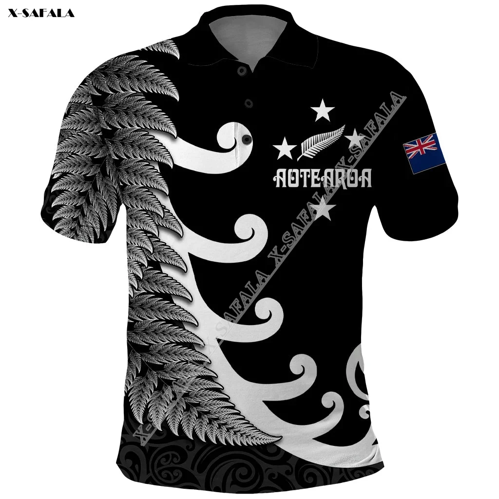 

Silver Fern New Zealand Rugby Aotearoa 3D Print Men Adult Polo Shirt Short Sleeve Luxury High Quality Summer Tee Top Breathable