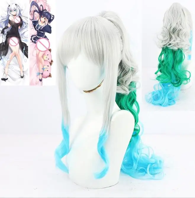 

Synthetic Yamato Cosplay Wig Anime Multicolor 80CM Long Wavy Hair Machine Made for Halloween Party Dakimakura Pillow Case