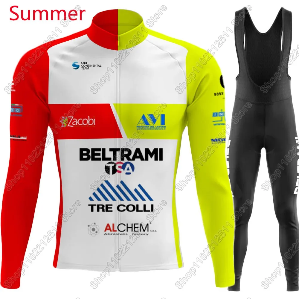 Beltrami TSA Tre Colli Cycling Jersey Set Italy Clothing Suit Mens Long Sleeve MTB Bike Road Pants Bib Ropa Ciclismo