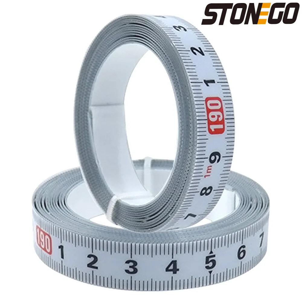 STONEGO Stainless Steel Miter Track Tape Ruler - Self-Adhesive Metric Scale, Rust-Proof, Durable & Wear-Resistant 0.5/1/2/3/4/5m