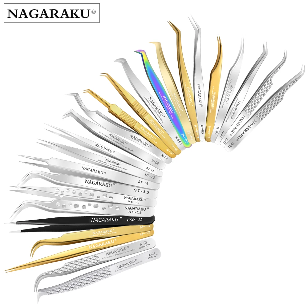 Eyelash Extension Tweezers Makeup Tools Stainless Steel Non-magnetic Pincet False Eyelash Tweezers 3D accurate tweezers eyelash tweezers