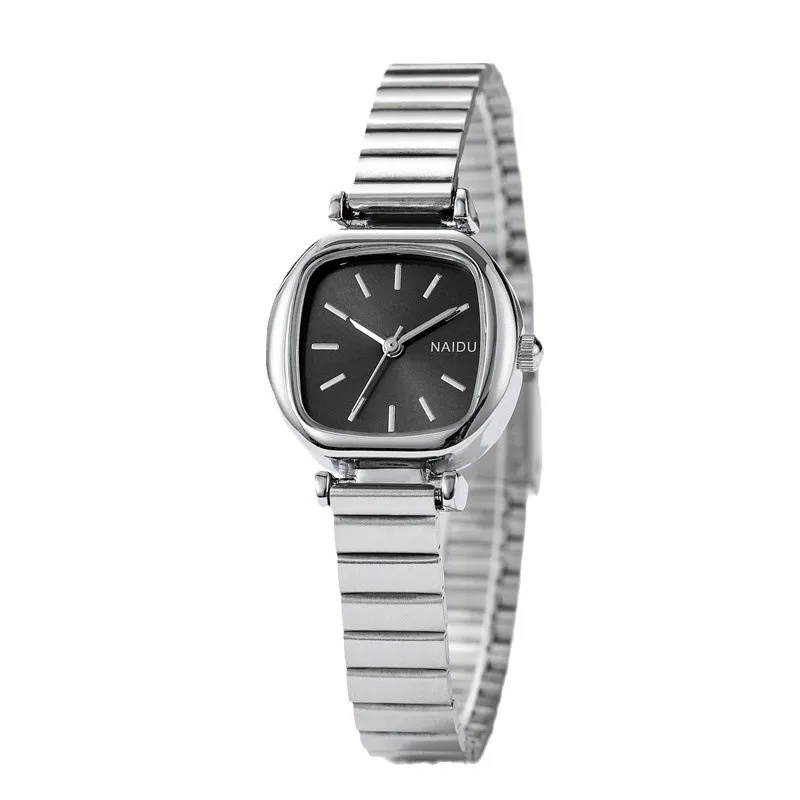 Women's square small plate bamboo strap watch, fashionable and simple quartz watch