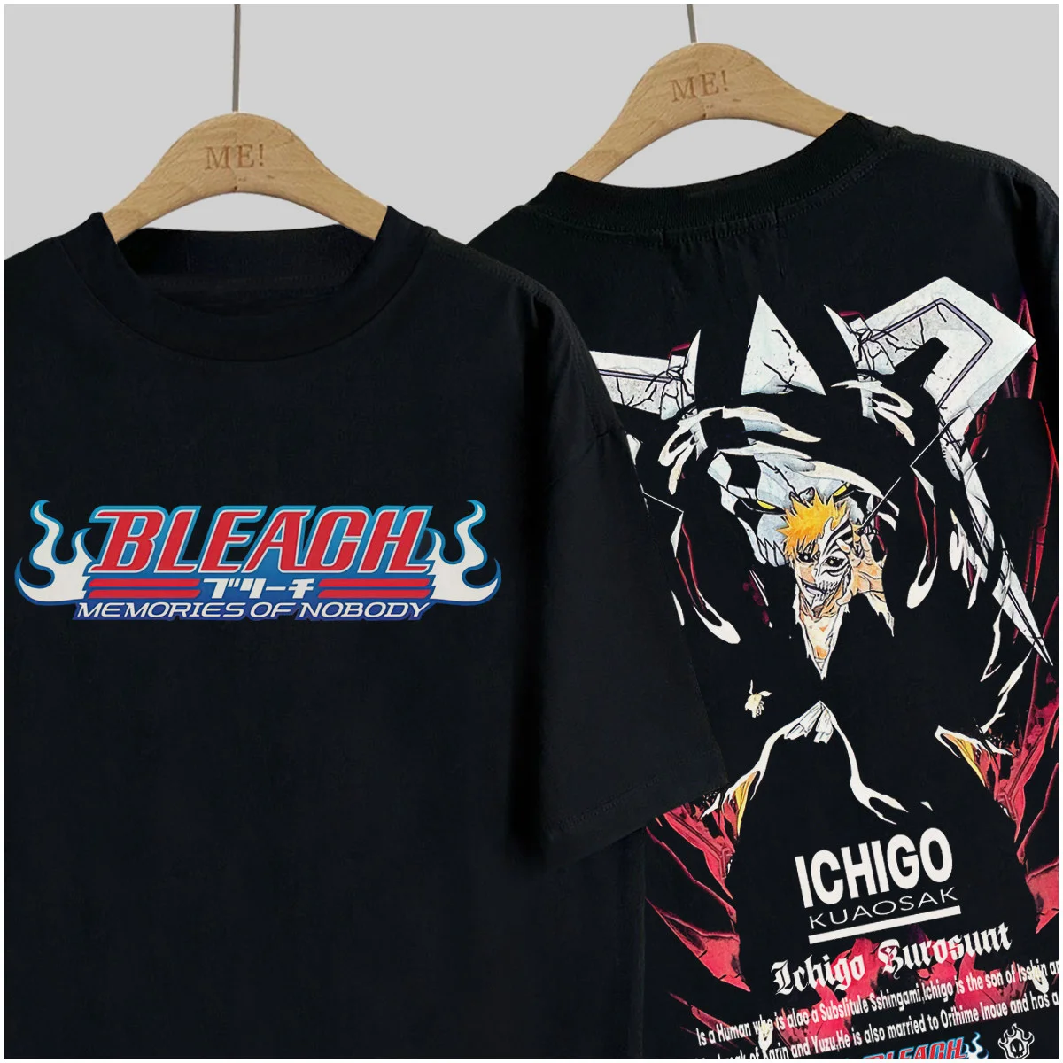 Heißes Anime Bleach Ichigo Kurosaki Grafik-Baumwoll-T-Shirt Unisex Kurzarm Mode-Marken-Tee Luxus Casual Vintage T-Shirts