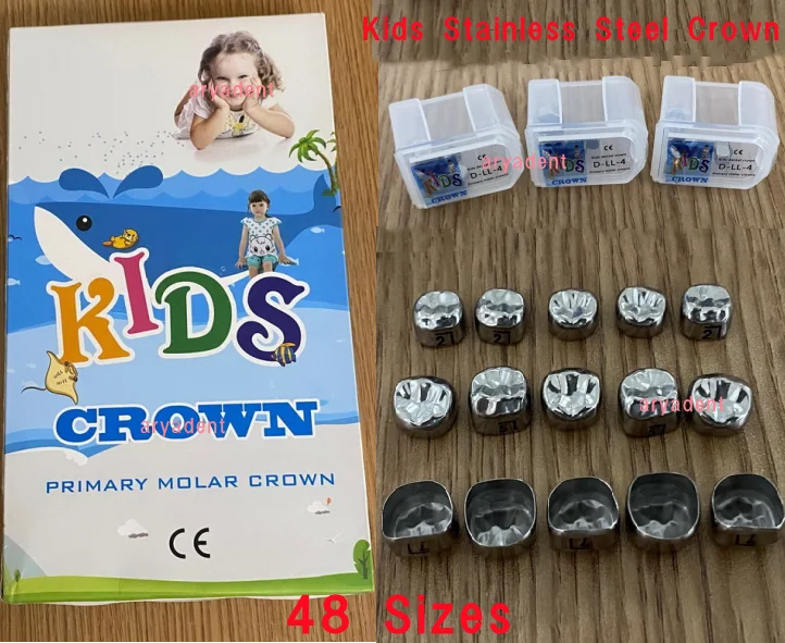 5pz Corone Molari Primarie Dentali Acciaio Inox Bambini Corona - Foto 2