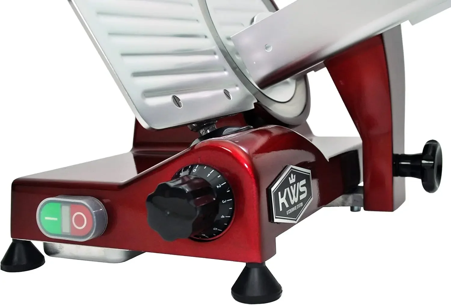 MS-10XT Premium 320W Electric Meat Slicer 10-Inch in Red with Non-sticky Teflon Blade, Frozen Meat/Deli Meat/Cheese/Food Slicer 3