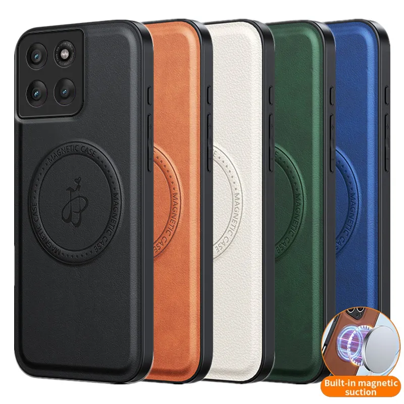 Premium PU Leather Wireless Charging Magnetic Case - Protective Cover Back Shell Coque
