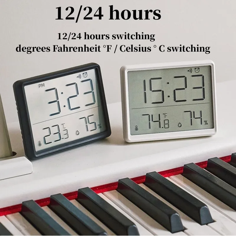 3.7 Inch Large LCD Digital Wall Clock Humidity Thermometer Calendars Display Magnetic Mounted Alarm Clock Living Room Decoration digital wall clock wall clock digital display clock