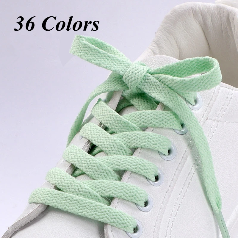 Vibrant 36-Color Flat Shoelaces for Sneakers - Classic Solid White & Black Options