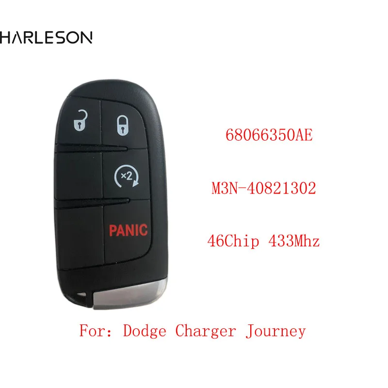 4Button Smart Remote Car Key 433MHz for Chrysler for Dodge Charger Journey Challenger Durango 300 HITAG 2 46 chip M3N-40821302