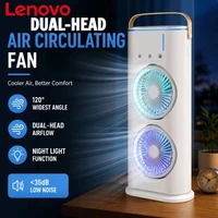 Ventilateur 3-en-1 double tête Lenovo : Climatiseur domestique, humidificateur avec veilleuse LED et réglage de l'air – Idéal pour le bureau et la maison 1