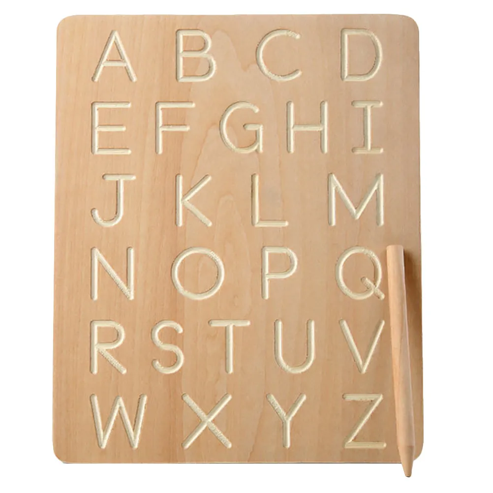 1세트 고품질 나무 알파벳 학습 보드 인지 발달 및 기억력 훈련을 위한 안전하고 매끄러운 표면의 글자판
