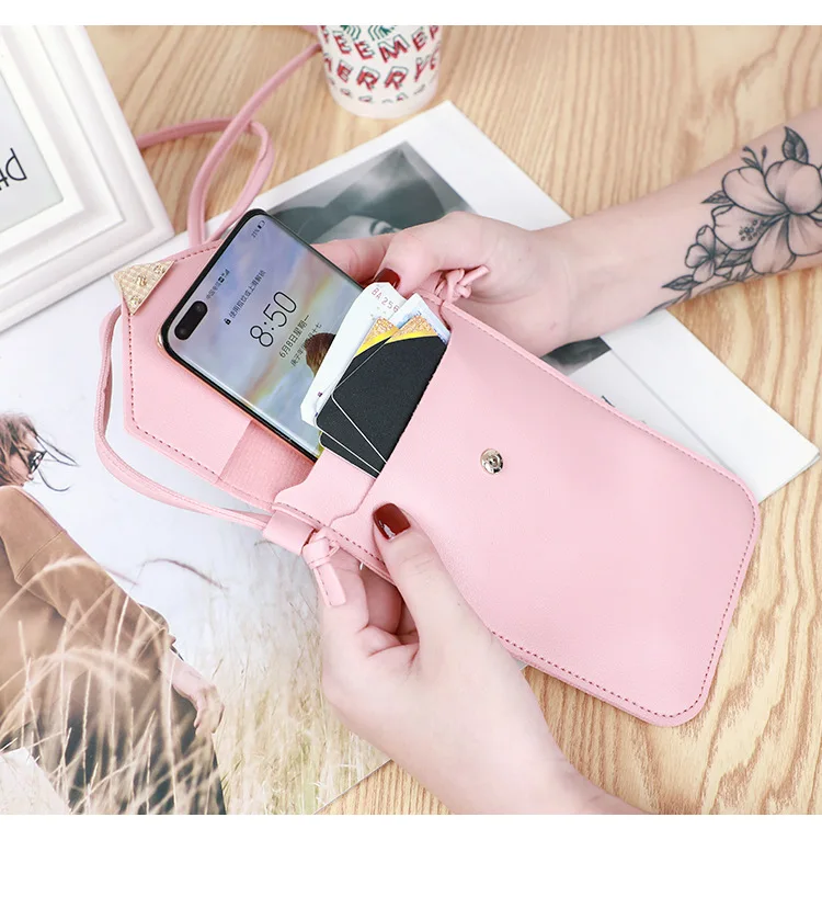 Women Cell Phone Bag Shoulder Transparent Card Holders Girl